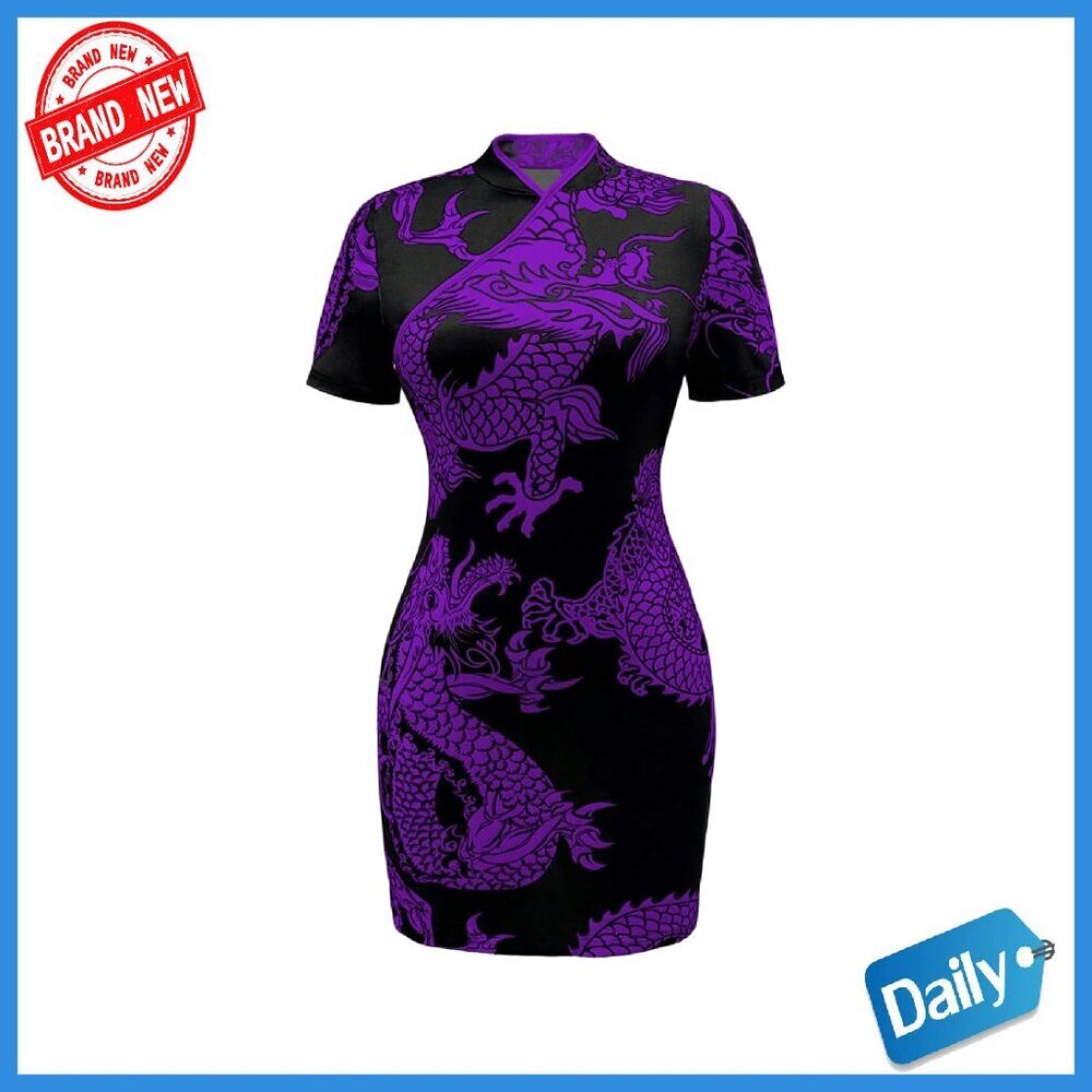 Traditional Chinese Qipao Mini Dress Bodycon Stretch Fabric